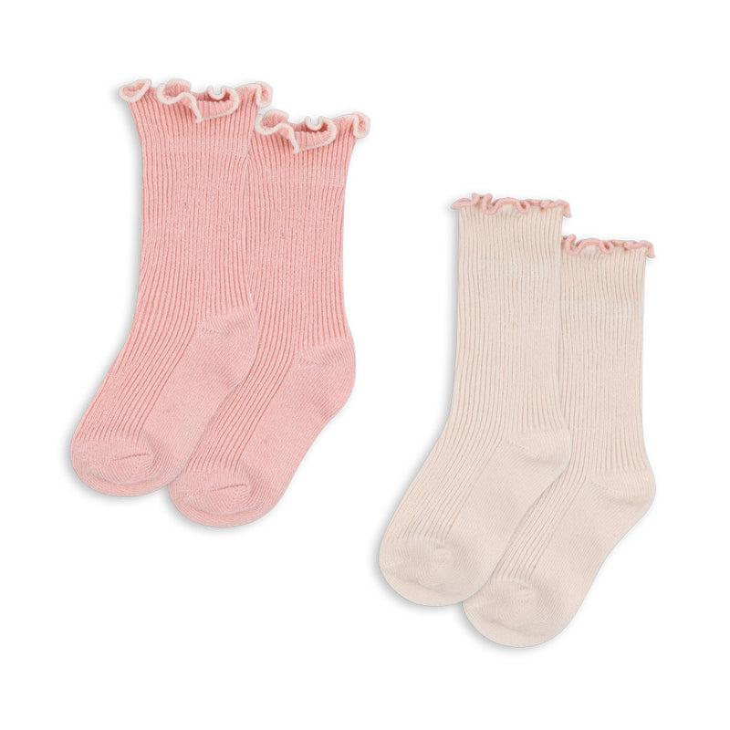 Konges sløjd 2-pak strømper - rose/offwhite