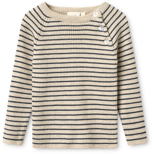 Flöss flye sweater wool - oat mel/navy