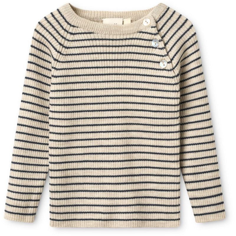 Flöss flye sweater wool - oat mel/navy