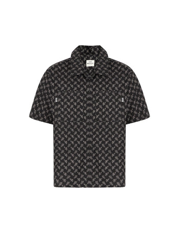 Mads Nørgaard AOP Poplin Skully Shirt - Black/ vintage khaki aop