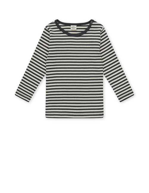 Mads Nørgaard klassisk langæmet stripe - black/ vanilla ice