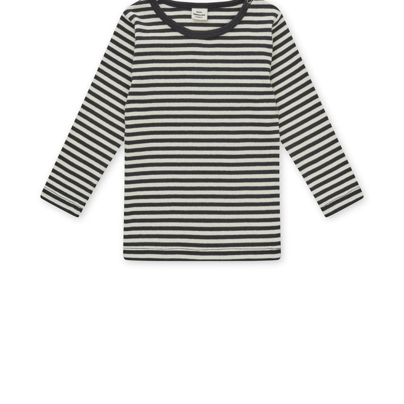 Mads Nørgaard klassisk langæmet stripe - black/ vanilla ice