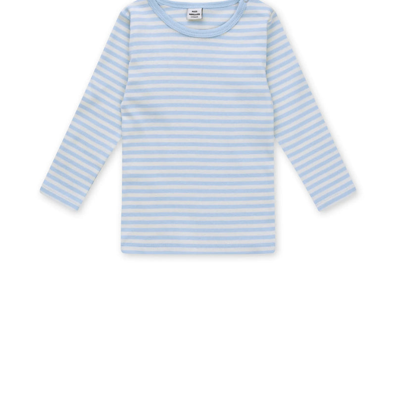 Mads Nørgaard klassisk langæmet stripe - cashmere blue/vanilla ice