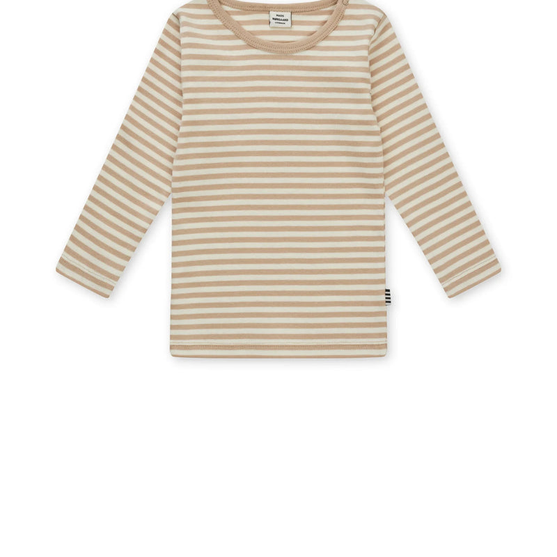 Mads Nørgaard klassisk langæmet stripe - oxford tan/vanilla ice