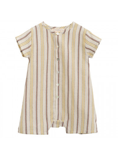 Serendipity Baby Button suit - Misty stripes-light woven