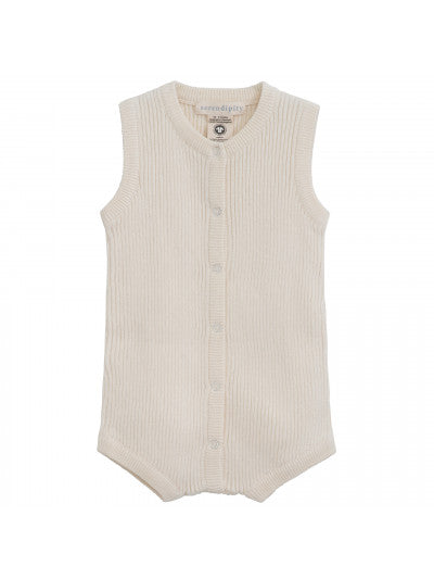 Serendipity Baby Rib Suit- Creme-organic cotton knit