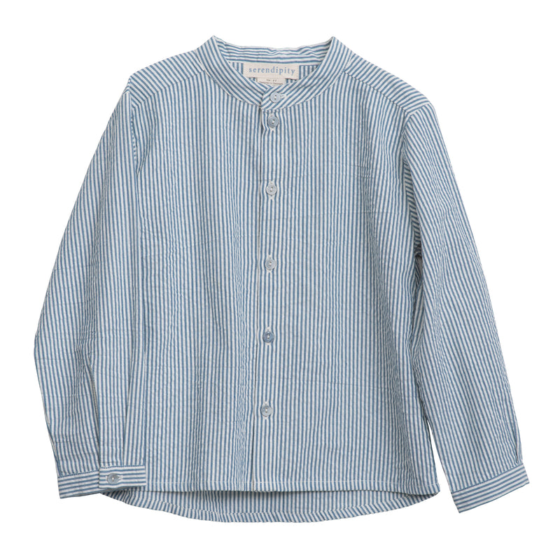 Serendipity Mandarin collar shirt - Sapphirestripe-light