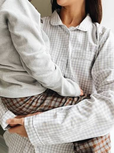 Lalaby Klassisk Mom PJ - Blue gingham