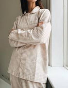 Lalaby Classic Mom PJ - Beige gingham