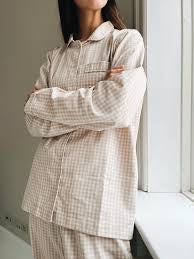 Lalaby Classic Mom PJ - Beige gingham