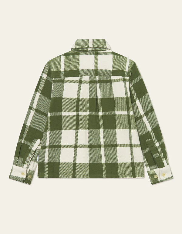 Les Deux Joseph check overshirt - chive green/ivory