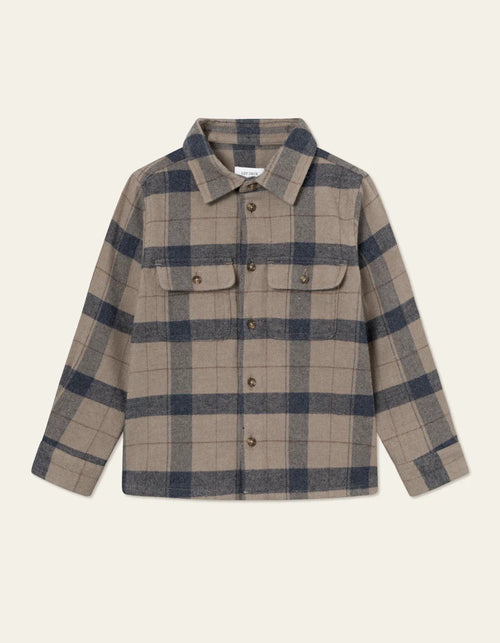 Les deux lennon check overshirt - desert taupe/navy