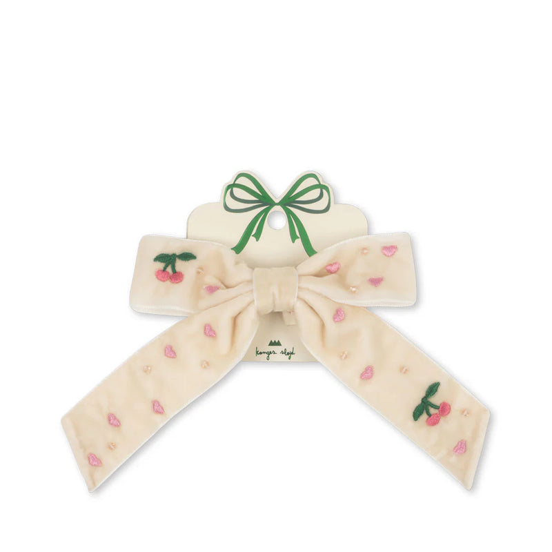 Konges sløjd velvet bow pearly hårklips - pearled ivory