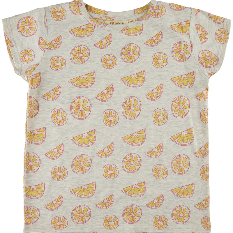 Soft Gallery SGPilou Oranges T-shirt - Light Grey Melange