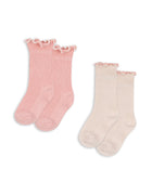 Konges sløjd 2-pak strømper - rose/offwhite